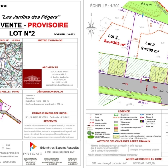  GLOBALES SOLUTIONS IMMOBILIERES : Terrain | VERTOU (44120) | 309 m2 | 105 000 € 