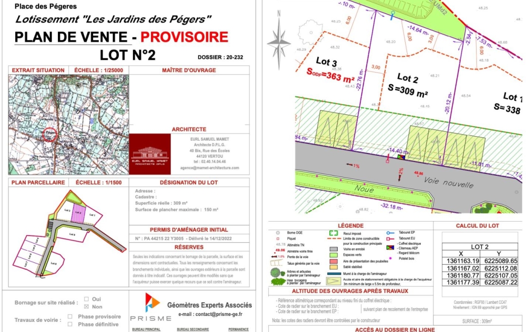 GLOBALES SOLUTIONS IMMOBILIERES : Terrain | VERTOU (44120) | 309 m2 | 105 000 € 